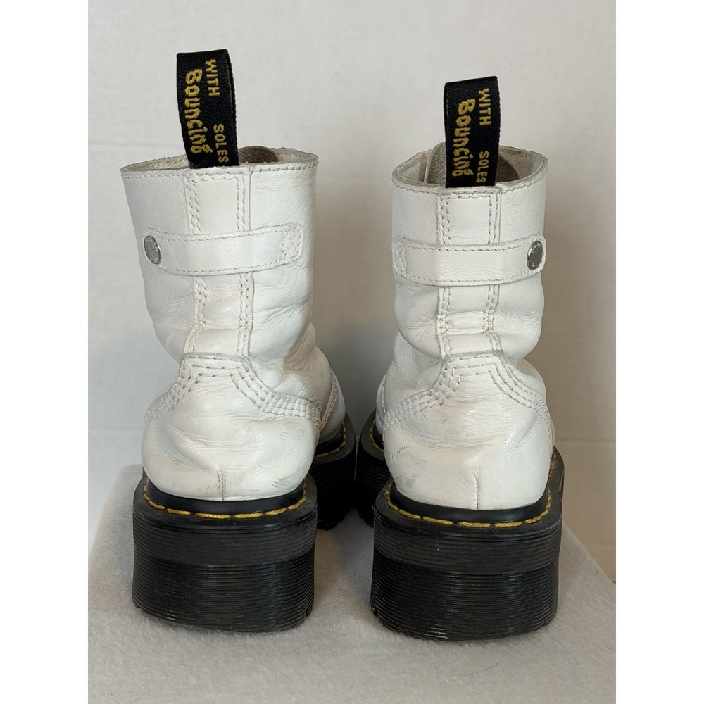 Dr Martens Jetta Combat Boots Women sz 7 White Leather Front Zip Platform Ankle - Picture 4 of 8